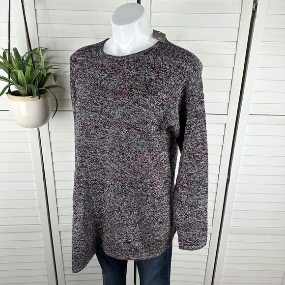 New J Jill Asymmetric Tunic Sweater Wool Cashmere Blend Black‎ Marled Size MP - Picture 1 of 10